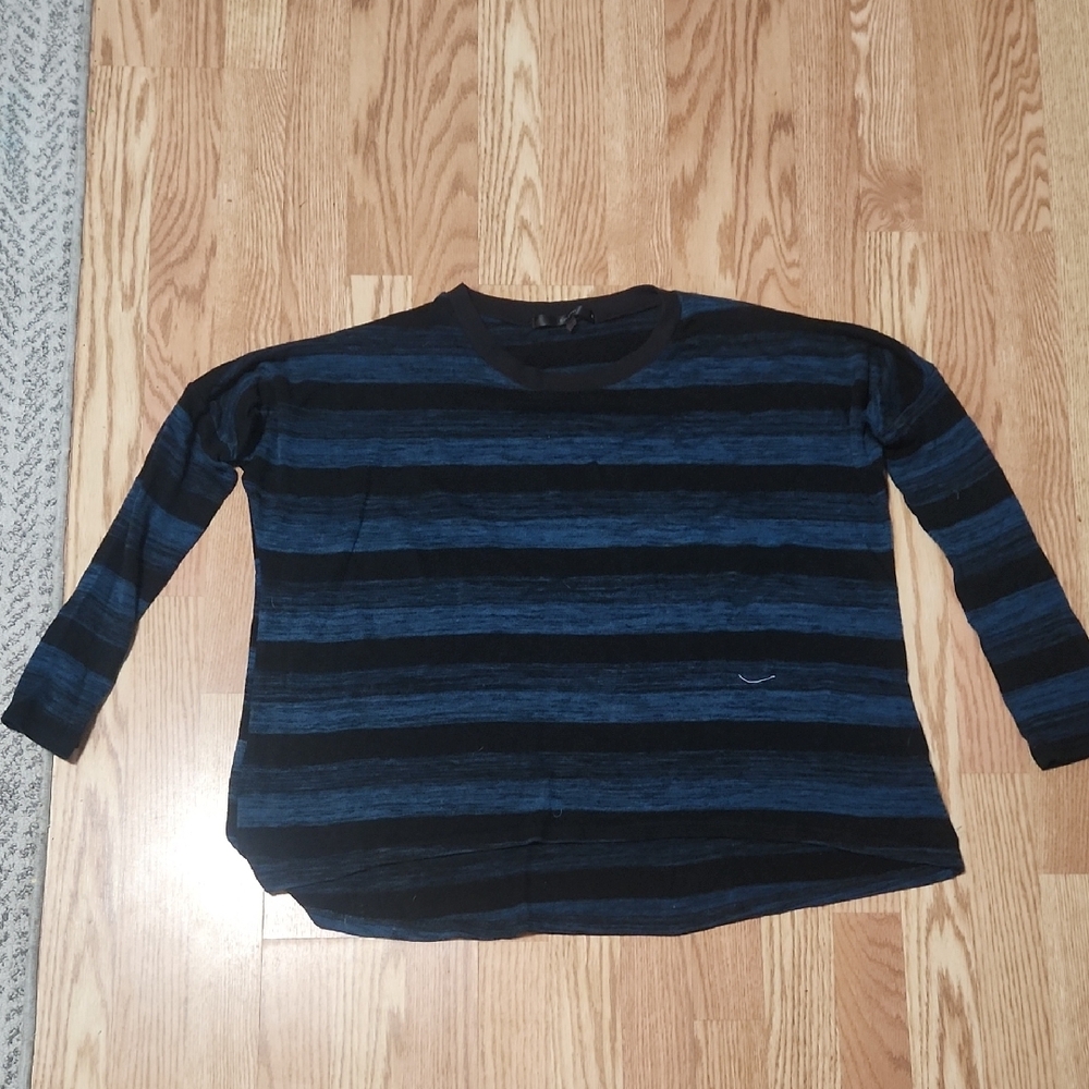 Striped Blue and Black Long Sleeve Shirt